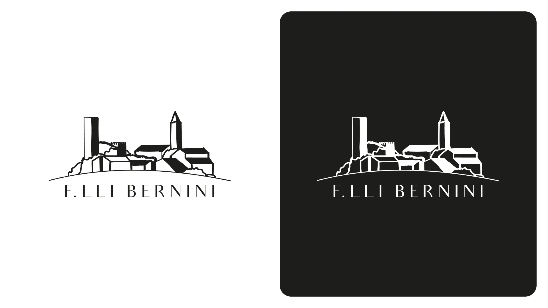 Il logo definitivo dell'Azienda Agricola Fratelli Bernini: il profilo di Bosnasco poggiato su una linea curva, con il nome della famiglia sotto